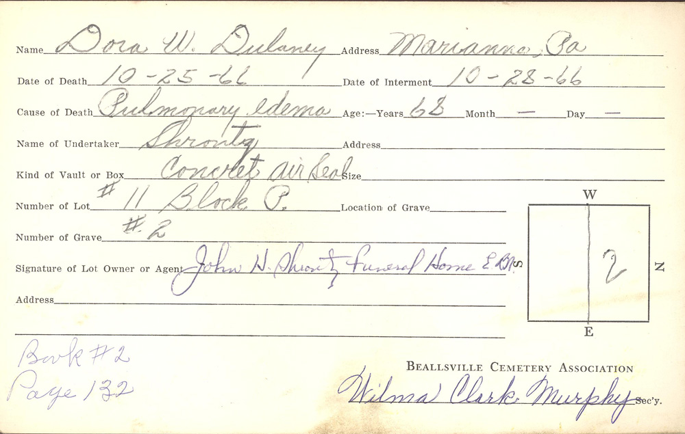 burial card